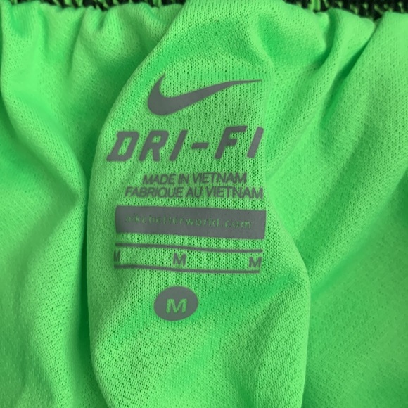 Nike Dri Fit Running athletic Shorts Size Medium Neon Green & Black Drawstring - Picture 3 of 10